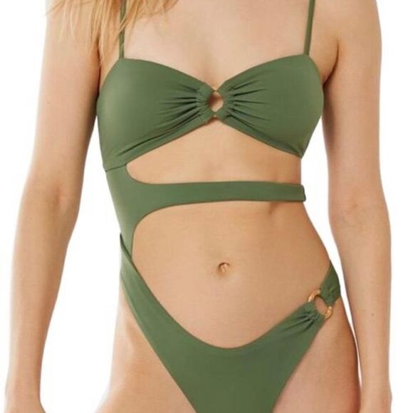 UO Out From Under Abalone Strappy Asymmetrical Swimsuit One-Piece Bathing L NWT - Picture 1 of 12